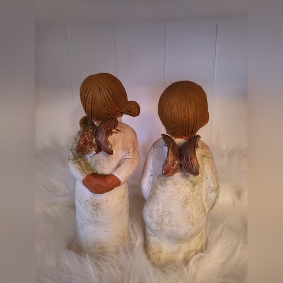 Vintage Hand Made Pottery Christmas Kissing Angels by Jullar of Spain - Picture 2 of 5